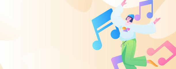 Music characters scene flat vector concept operation illustration
