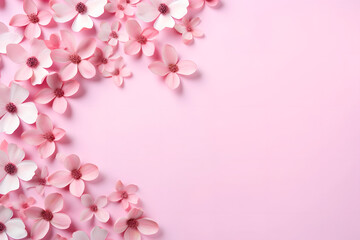 Fototapeta na wymiar Spring flowers in paper cut style. Happy Women's Day frame background.