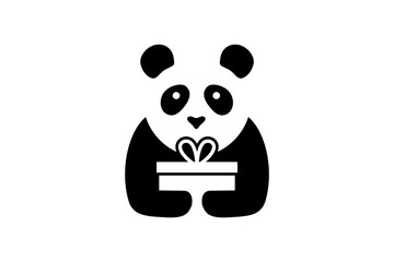 Panda giftbox logo negative space concept