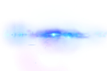 Fototapeta na wymiar Digital png illustration of shiny blue lens flare effect on transparent background
