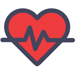 Digital png illustration of red heart with lifeline on transparent background