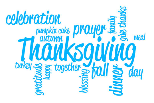 Digital png illustration of blue thanksgiving texts on transparent background