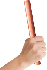 Digital png photo of hand holding relay baton on transparent background