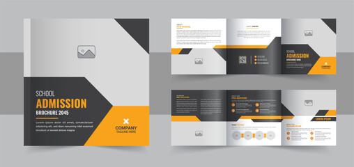 Creative school admission square trifold brochure design layout, modern education brochure design  vector