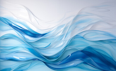 Abstract water ocean wave blue, aqua, teal, white texture. 3D effect of wavy pool water wave for copy space banner. Winter weather wavy snow pile drifts backdrop, background by Vita - obrazy, fototapety, plakaty