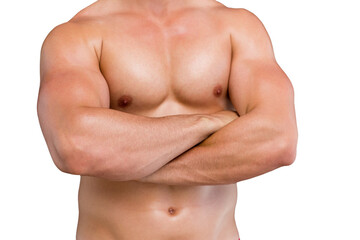 Digital png photo of shirtless caucasian man on transparent background