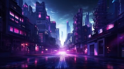 Fototapeta premium Futuristic cyberpunk modern city background wallpaper ai generated image