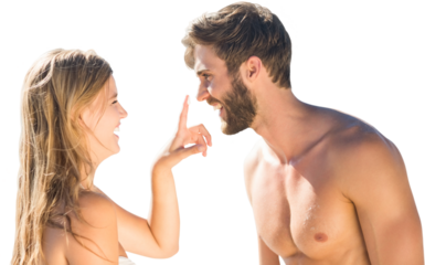 Digital png photo of happy caucasian couple on transparent background
