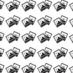 Digital png illustration of rows of black polaroid photos on transparent background