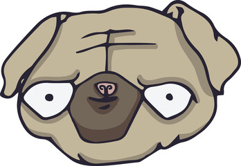 Digital png illustration of catoon dog muzzle on transparent background