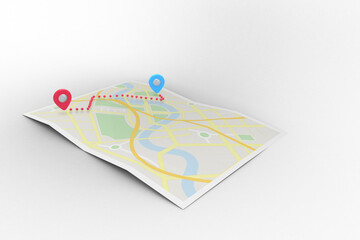 Digital png illustration of opened map with pointers on transparent background