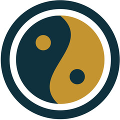 Digital png illustration of black and yellow yin yang sign on transparent background