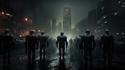 Future modern army on the path of darkness background wallpaper ai generated image - obrazy, fototapety, plakaty