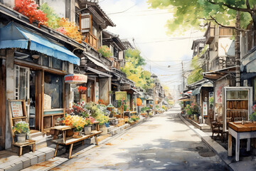 Fototapeta premium JeJu Korea in watercolor painting