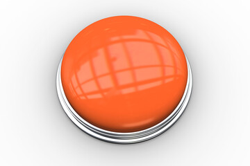 Digital png illustration of orange button with silver frame on transparent background - obrazy, fototapety, plakaty