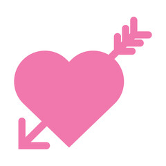 Digital png illustration of pink heart with arrow on transparent background