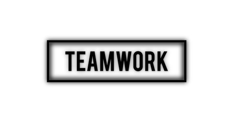 Digital png illustration of teamwork text with frame on transparent background