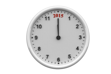 Digital png illustration of white clock face with 2015 number on transparent background