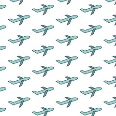 Digital png illustration of blue planes repeated on transparent background