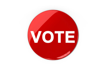 Digital png illustration of vote text in red circle on transparent background