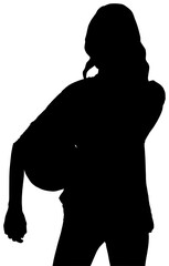 Digital png silhouette image of female football player on transparent background