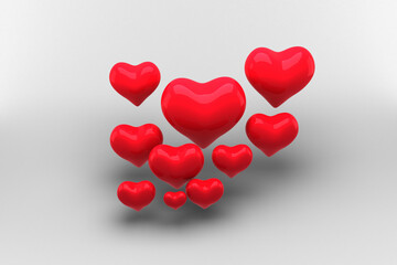 Digital png illustration of red hearts on transparent background