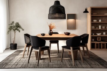 Stylish dining table with four chairs