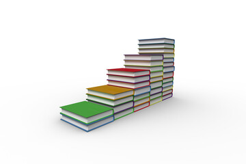 Digital png illustration of growing piles of colourful books on transparent background