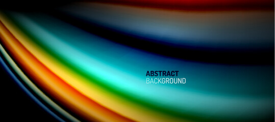 Rainbow color wave lines on black. Techno or business abstract background for posters, covers, banners, brochures, websites