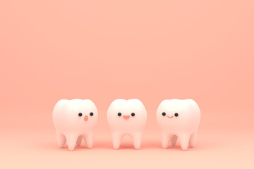 色々な表情の歯のキャラクタートリオ