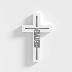 Heaven word in the shape of a cross. Christian, religious and church typography concept. Design with christian icon divine. 3D render
