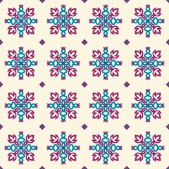 seamless floral pattern, geometric meets ikat and sewing style.