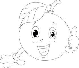 Apple funny fruits colouring page for children 