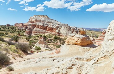 Fototapeta premium The extraordinary White Pocket in northern Arizona is one of the world's most unique geologic wonders