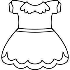 Baby Girl Dress, Girl Clothes Line Art Illustration