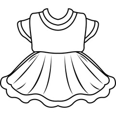 Baby Girl Dress, Girl Clothes Line Art Illustration