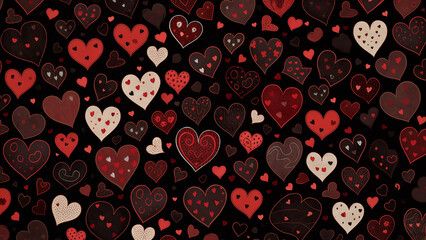 Naklejka premium Small and cute heart shape pattern on black background