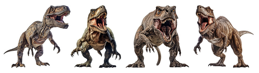 ancient animal collection, t rex dinosaur with roaring expression, generative ai © neng kokom komala