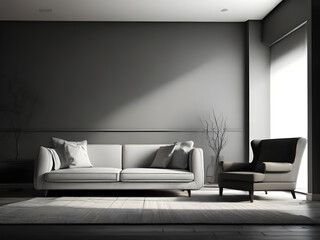 Generative KI weiße couch in leerem raum