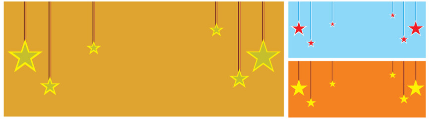 star,Merry Christmas illusrtarion. Cartoon vector picture of Santa with gifts, stars. Benner with place for text. © Subhan
