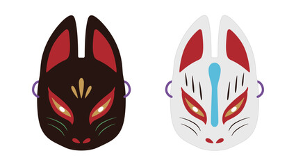 日本の伝統文化 お稲荷さんのお面のセット © 9bdesign