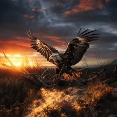 A picture of Flight of Power Realistic Eagle Soaring Image Generative AI