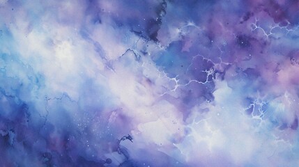 watercolor painting of abstract cloud sky nebula galaxy with purple blue  and gold for background element