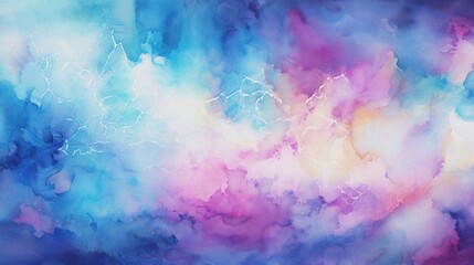 Fototapeta na wymiar watercolor painting of abstract cloud sky nebula galaxy with purple blue and gold for background element