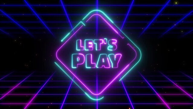 lets play neon animation written video lets play game music animation background neon grid retro space