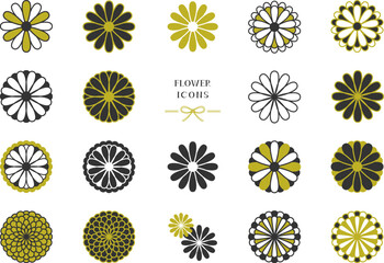 菊の花 アイコン イラスト素材セット / vector eps - obrazy, fototapety, plakaty