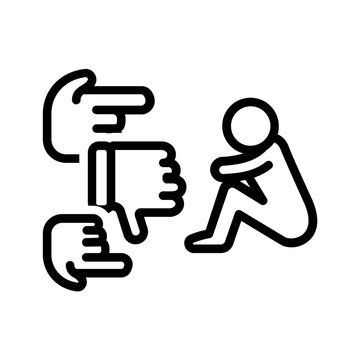 Black line icon for Social bullying