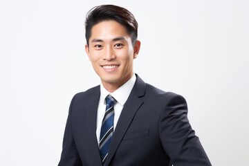 微笑むビジネスマンのポートレート白背景