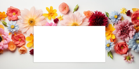 Simple floral background with a blank white frame in the center