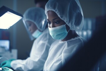 Black woman working at a bio medical lab 